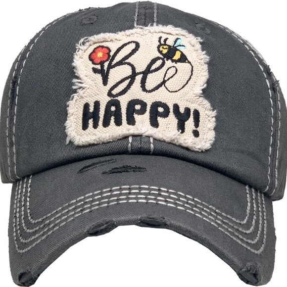 BEe HAPPY Distressed Vintage Baseball Cap - Picture 7 of 8
